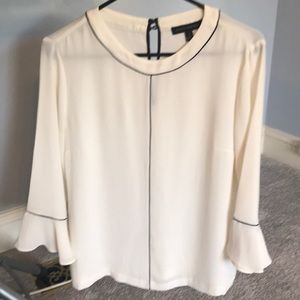 White Blouse with Black Trim